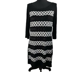 White House Black Market Sequin Black & White Detail Dress. Sized Large